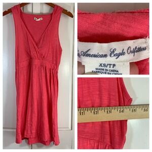 American Eagle‎ Coral Pink Hood Surplice Empire Waist Mini Dress XS Beach Resort